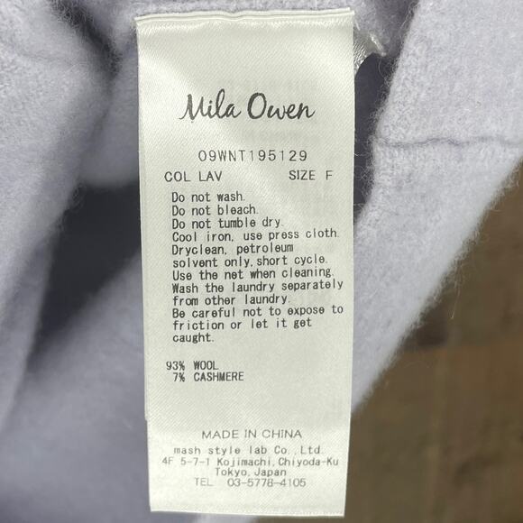 Mila Owen Wool Cashmere Turtleneck Sweater Pocket Lavender Purple Size Small - Picture 6 of 9